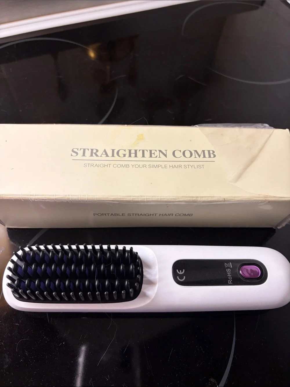 Unbranded White & Purple Portable Hair Straightening Comb